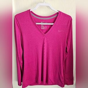 Nike Women's Pink V-Neck Top Size M